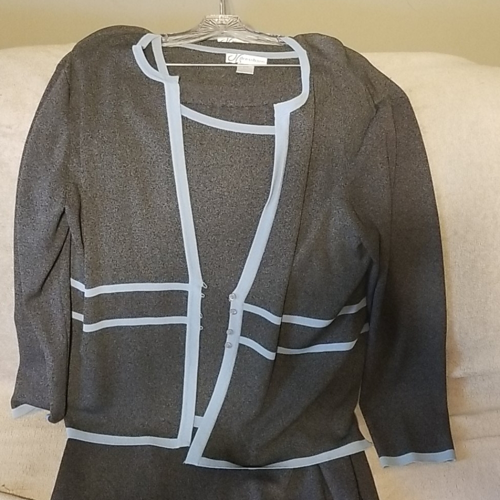 Charcoal Gray & Periwinkle 3 Piece Skirt Set